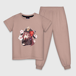Пижама хлопковая детская Ху Тао Genshin Impact Аниме, цвет: пыльно-розовый