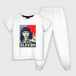 Пижама хлопковая детская Stranger Things Eleven, цвет: белый