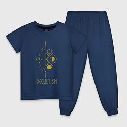Пижама хлопковая детская Руническая вязь - Оккультизм, цвет: тёмно-синий