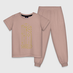 Пижама хлопковая детская Руническая вязь - Защита, цвет: пыльно-розовый