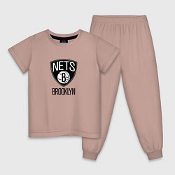 Пижама хлопковая детская Бруклин Нетс NBA, цвет: пыльно-розовый