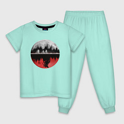 Пижама хлопковая детская Stranger Things Moon, цвет: мятный