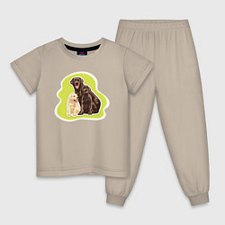Пижама хлопковая детская Лабрадор ретривер Собаки, цвет: миндальный