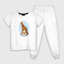 Пижама хлопковая детская Саванна кошка Кошки, цвет: белый