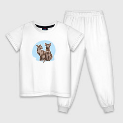 Пижама хлопковая детская Кошка Гавана Браун Кошки, цвет: белый