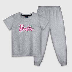 Пижама хлопковая детская Barbie logo, цвет: меланж