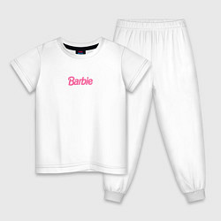 Пижама хлопковая детская Barbie mini logo, цвет: белый