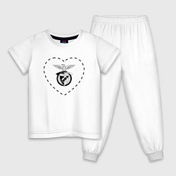 Пижама хлопковая детская Лого Benfica в сердечке, цвет: белый