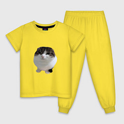 Пижама хлопковая детская Wawa cat Oh The Misery Cat, цвет: желтый