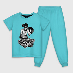 Пижама хлопковая детская Bruce Lee - Vinyl Dj, цвет: бирюзовый
