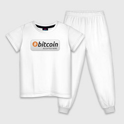 Пижама хлопковая детская Bitcoin Accepted Here Биткоин принимается здесь, цвет: белый