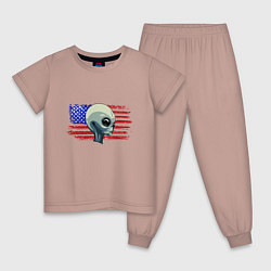 Пижама хлопковая детская USA Alien, цвет: пыльно-розовый