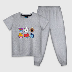 Пижама хлопковая детская Значки BT21 Пины Бравл Старс BTS, цвет: меланж