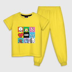 Пижама хлопковая детская BT21 BTS к-поп, цвет: желтый