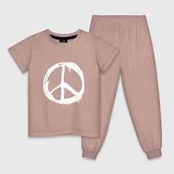 Пижама хлопковая детская Pacific symbol white, цвет: пыльно-розовый