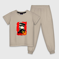 Пижама хлопковая детская СССР - Сталин, цвет: миндальный