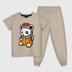Пижама хлопковая детская Космо панда, цвет: миндальный