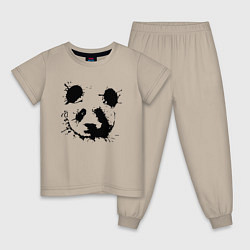 Пижама хлопковая детская Прикольный панда - клякса, цвет: миндальный