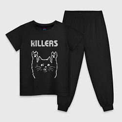 Пижама хлопковая детская The Killers рок кот, цвет: черный