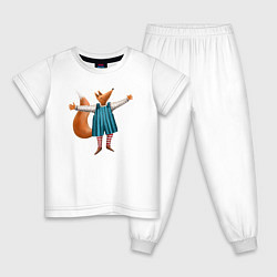 Пижама хлопковая детская Лисица: обнимашки, цвет: белый