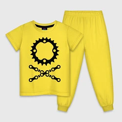 Пижама хлопковая детская Велосипедная цепь и звездочка, цвет: желтый