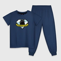 Пижама хлопковая детская Пёс Доге на логотипе, цвет: тёмно-синий