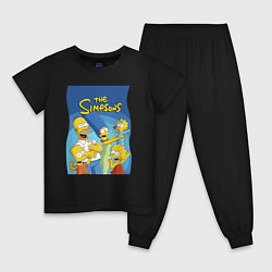 Пижама хлопковая детская Семейка Симпсонов - Гомер, Мардж и их отпрыски, цвет: черный