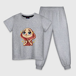 Пижама хлопковая детская Восхищенная зайка, цвет: меланж