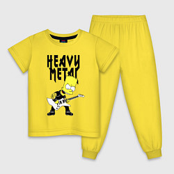 Пижама хлопковая детская Барт Симпсон - heavy metal, цвет: желтый