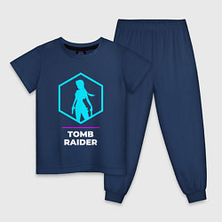 Пижама хлопковая детская Символ Tomb Raider в неоновых цветах, цвет: тёмно-синий