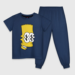 Пижама хлопковая детская Bart Simpson - glitch, цвет: тёмно-синий