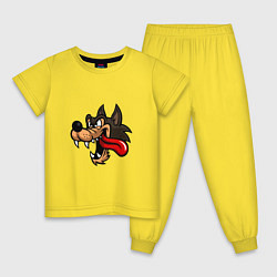 Пижама хлопковая детская Волк с высунутым языком, цвет: желтый