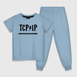 Пижама хлопковая детская TCPIP Connecting people since 1972, цвет: мягкое небо
