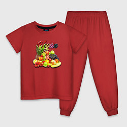 Пижама хлопковая детская Фруктовый набор - Vegan, цвет: красный