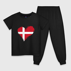 Пижама хлопковая детская Сердце - Дания, цвет: черный