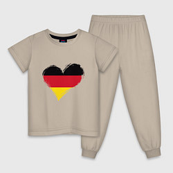 Пижама хлопковая детская Сердце - Германия, цвет: миндальный