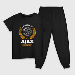 Пижама хлопковая детская Лого Ajax и надпись legendary football club, цвет: черный