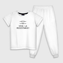 Пижама хлопковая детская Viva la resistance, цвет: белый