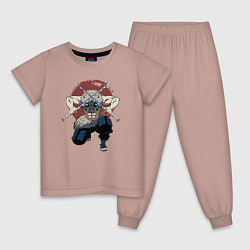 Пижама хлопковая детская Иноске Демон Слеер, цвет: пыльно-розовый