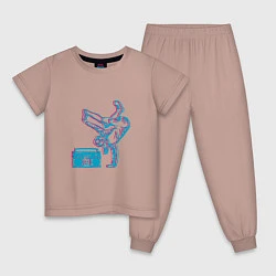 Пижама хлопковая детская Hip Hop Dance, цвет: пыльно-розовый