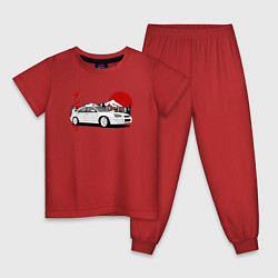 Пижама хлопковая детская Subaru Impreza WRX Sti Retro JDM, цвет: красный