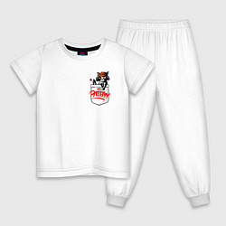 Пижама хлопковая детская Карманный енот, цвет: белый