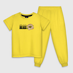 Пижама хлопковая детская Обожаю жрать, цвет: желтый