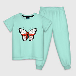 Пижама хлопковая детская Бабочка - Англия, цвет: мятный