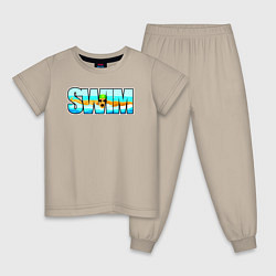 Пижама хлопковая детская SWIM баттерфляй, цвет: миндальный