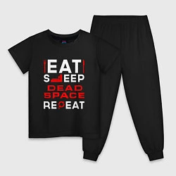 Пижама хлопковая детская Надпись eat sleep Dead Space repeat, цвет: черный