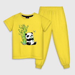 Пижама хлопковая детская Панда бамбук и стрекоза, цвет: желтый