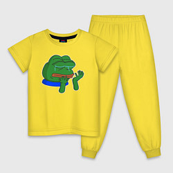 Пижама хлопковая детская Лягушонок Пепе в слезах, цвет: желтый
