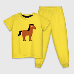 Пижама хлопковая детская Забавная лошадь, цвет: желтый