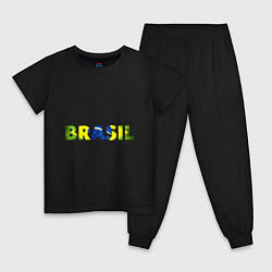 Пижама хлопковая детская BRASIL 2014, цвет: черный